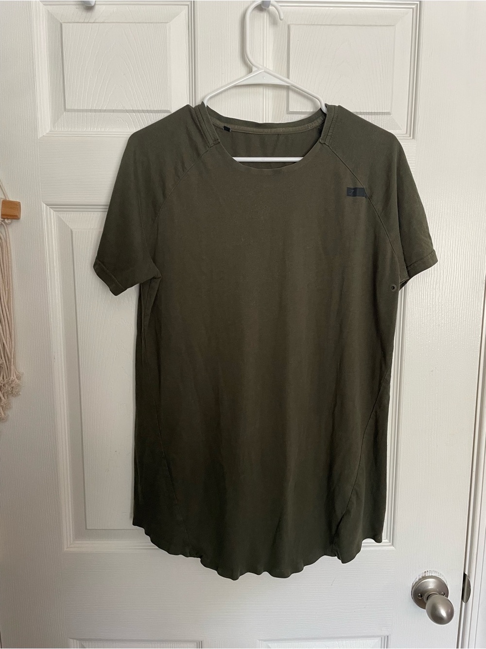 Gymshark size Small/Medium Olive Crewneck Short Sleeve Workout Top